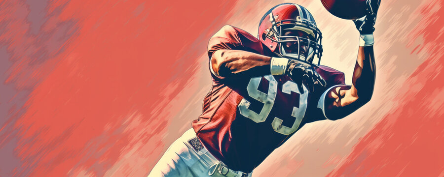 Header banner hero image for American football season start, AI generated illustration without reference