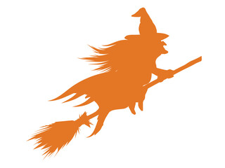 PNG orange Halloween holiday witch flat icon set on transparent background