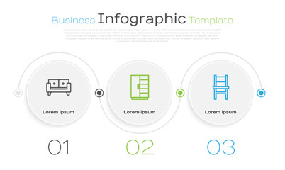Set line Sofa, Wardrobe and Chair. Business infographic template. Vector