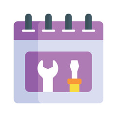 Spanner and screwdriver on calendar, concept icon of service schedule