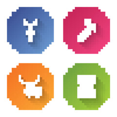 Obraz premium Set line Christian cross on chain, Jewelers lupe, Locket necklace and Tooth with diamond. Color circle button. Vector