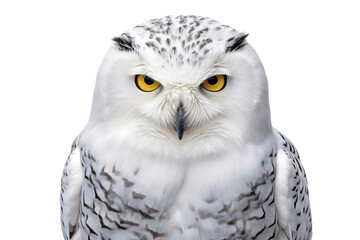 Snowy Owl on White Background Generative AI
