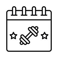 Dumbbell on calendar denoting concept vector of fitness