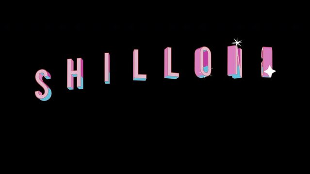Bright letters jump merrily in the inscription SHILLONG city. Retro. Alpha channel black. Looped from frame 120 to 240, Alpha BW at the end