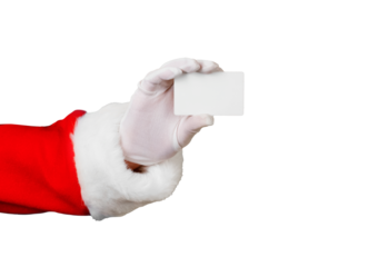 Santa Claus Holding a Blank White Card isolated over transparent background