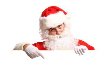 Santa Claus holding Banner with Space for Your Text