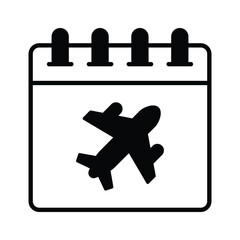Airplane on calendar denoting concept icon of flight, ready to use vector