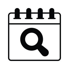 Magnifier with calendar showing concept icon of event search