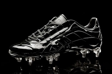Football boot design with rubber cleats, displayed in monochrome. Generative AI