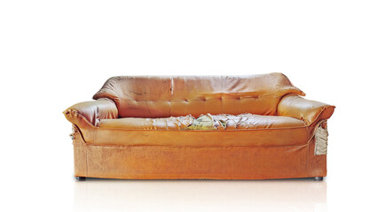 Orange sofa torn  damaged  old PNG transparent