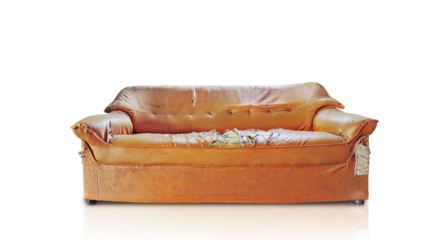 Orange sofa torn  damaged  old PNG transparent