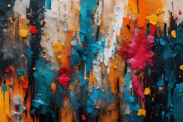 Colorful modern artwork, abstract paint strokes, oil painting on canvas. Acrylic art, artistic...