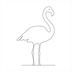 Fototapeta premium Heron bird in continuous line art drawing style. Egret black, Vector illustration