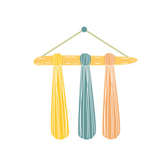 Macrame wall hanging. Vector illustration of boho wall decoration, home rustic decor for the interior. Modern decor element