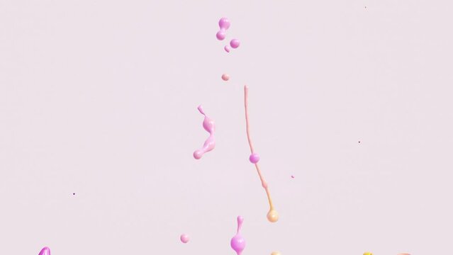 Liquid colorful gradient paint drops splash. Abstract 3d art nail polish concept.