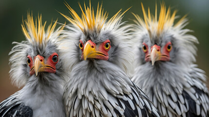 Group of Secretary Birds close up