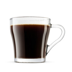 Coffee americano in a transparent glass cup isolated. Transparent PNG image.