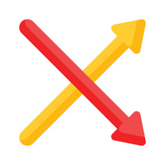 Crossover arrows, directional arrows in modern design style