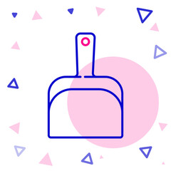 Obraz premium Line Dustpan icon isolated on white background. Cleaning scoop services. Colorful outline concept. Vector