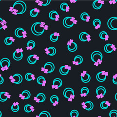 Line Time to sleep icon isolated seamless pattern on black background. Sleepy zzz. Healthy lifestyle. Vector