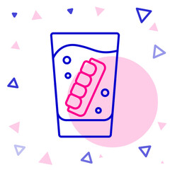 Line False jaw in glass icon isolated on white background. Dental jaw or dentures, false teeth with incisors. Colorful outline concept. Vector