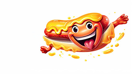 Funny Hot Dog cartoon mascot character. Food concept - obrazy, fototapety, plakaty