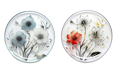 Stunning Pair Of set of Glass Plates Isolated on White Transparent Background.