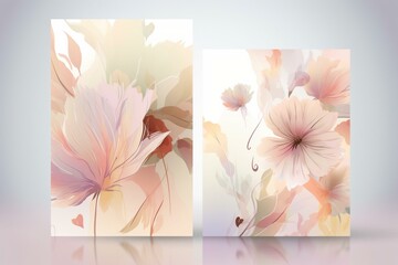 Greeting cards with floral theme. Soft pastel colors and beautiful flowers make them perfect for warm wishes. Floral background and wallpaper designs. Generative AI