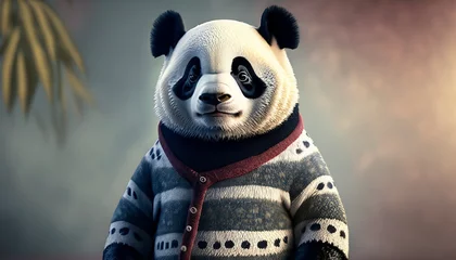 Foto op Plexiglas cute panda wearing sweater © Turgut