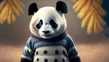 Foto auf Acrylglas cute panda wearing sweater © Turgut
