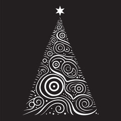 Abstract Christmas Tree Black and White Vector Shape. Logo or symbol template. Perfect for a variety of creative projects, including greeting cards, holiday banners and social posts.