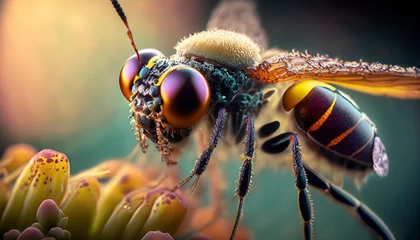 Abwaschbare Fototapete Makrofotografie close-up macro shot insect on flower