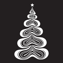 Abstract Christmas Tree Black and White Vector Shape. Logo or symbol template. Perfect for a variety of creative projects, including greeting cards, holiday banners and social posts.
