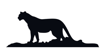 Leopard Silhouette gepard panther. Black Silhouette on white background. © artisttop