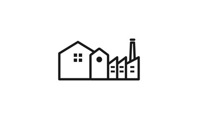 Factory house building logo design vector. Modern industrial tech logo design
