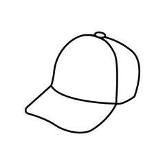 Man hat for sun protection headwear with ribbon. male summer hat, male sun cap for beach and summer vacation accessory icon. Vector illustration filled outline style