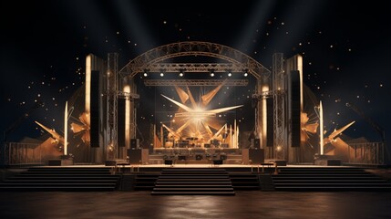 Design a virtual stage setup for the Saints Day festival concert. - obrazy, fototapety, plakaty