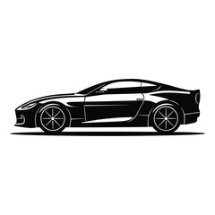 Modern car with black color isolated on white