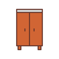 Wardrobe, Double door Closet simple line. Natural wooden Furniture, Room interior element cabinet for mobile concept and web design and apps. Vector illustration filled outline style