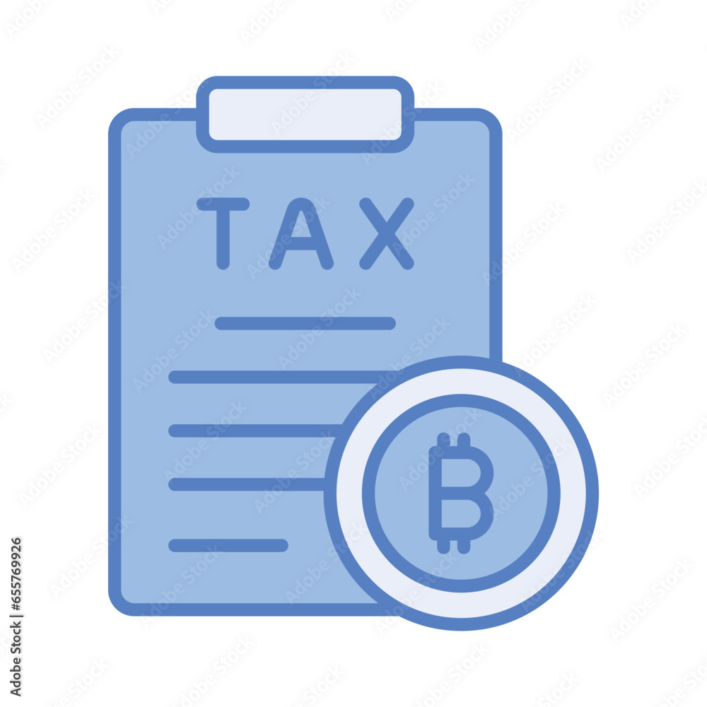 Wall mural bitcoin, cryptocurrency and digital currency tax icon concept,