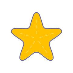 Obraz premium Starfish for summer design elements. underwater invertebrate ocean animal. silhouette of Star fish Marine beach icon for logo Apps, Website . Vector illustration filled outline style