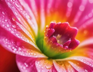 Vibrant pink marigold flower macro with dew drops