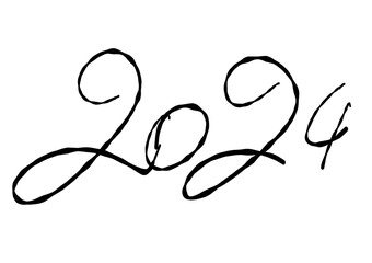 happy New year 2024. text design logo. hand-draw vector
