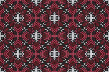 oriental patterns. White, red and black background with Arabic ornaments. Pattern, background and wallpaper for your design. Textile ornament. Vector illustration.