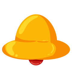single of yellow christmas bell isolated on a transparent background, hand drawing.