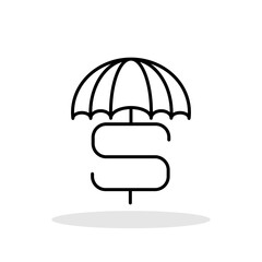 Financial protection icon in flat style. Umbrella with dollar symbol for your web site design, logo, app, UI Vector 