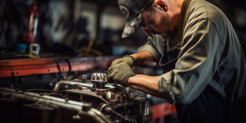 Fototapeta na wymiar skilled craftsman carefully working on restoring a car