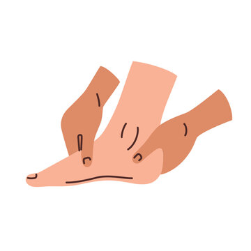 recommend clip art: Massage for tired feet, healthy foot illustration. exercise for podiatric problems. Barefoot shoes advertising. Massaging for pain relief and relaxation. Doodle icon on white background. 