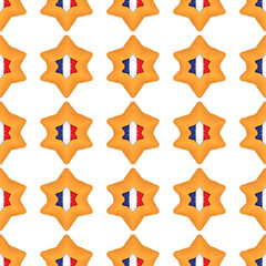 Pattern cookie with flag country France in tasty biscuit