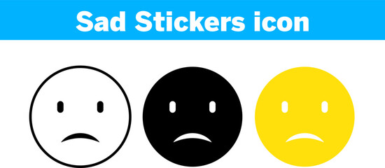 Sad Stickers icon Vector, editable and resizable